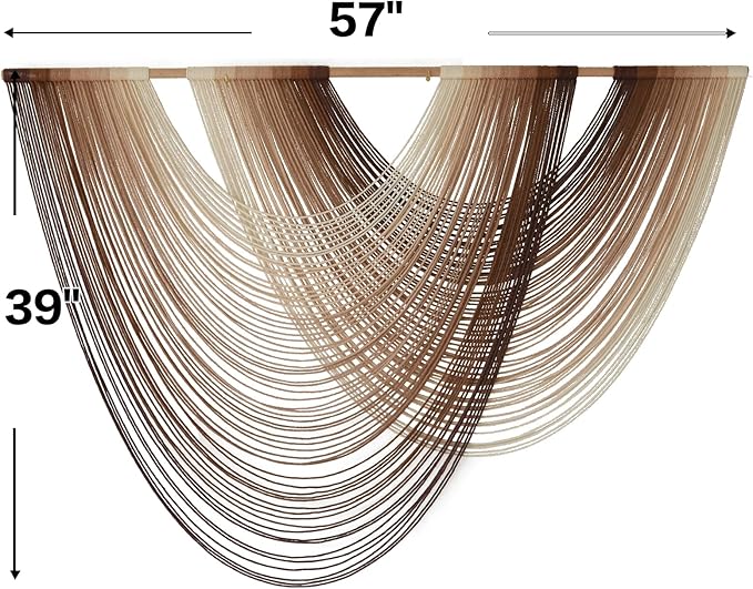 Macrame Wall Hanging Dip-Dye Boho Home Decor Fiber Wall Art Craftsmanship Bedroom Livingroom 57" W x 39" L