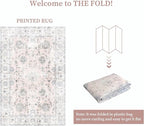 5'x7' Vintage Floral Rug - Persian Inspired Low-Pile Faux Wool Area Rug, Non-Slip Washable Rug for Bedroom, Nursery, Dorm, Soft Pink Boho Chic Decor
