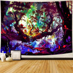 Delur Fantasy Forest Tapestry Mystical Landscape Magical Enchanted Forest Tree Nature Tapestry Psychedelic Wall Hanging Headboard for Bedroom Living Room Home Decor (59.1" x 78.7")