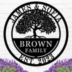 Custom Tree of Life with Roots Family Name Sign, Personalized Metal Sign