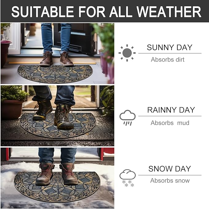 CHICHIC Entrance Door Mat Large 24 x 36 Inch Entry Way Doormat Front Door Rugs Outdoors Heavy Duty Welcome Mat Non Slip Rubber Back Low Profile for Garage, Patio, High Traffic Area, Grey