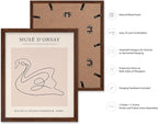 Poster Master Vintage Poster - Retro One Line Swan Drawing Print - Swan Art - Bird Art - Minimal Gift for Her, Animal Lover - Abstract Decor for Home, Office, Bedroom, 11x14 Brown Framed