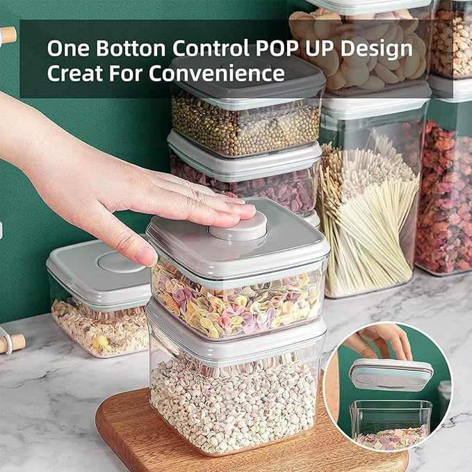Pop Containers with Lids - Stackable Airtight Food Storage, Kitchen Pantry Storage Containers for Snacks Candy Salt Herbs Spices BPA-Free (8PCS (1.2 + 2.0 + 2.7 + 3.3 Qt) * 2)