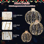 Tangkula Christmas LED Light Balls for Tree (3 Pack), Outside Lighted Sphere with 180 Warm White & 180 Cold White Lights, Holiday Lighted Decorations, Christmas Sphere Balls for Indoor Outdoor Decor