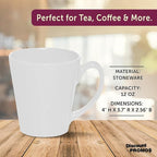 DISCOUNT PROMOS Glossy Ceramic Latte Coffee Mug 12 oz. Set of 10, Bulk Pack - Perfect for Tea, Espresso, Cappuccino, Hot Cocoa - White
