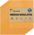 Swedish Dishcloths - 10 Pack Reusable Kitchen Dishcloths - Ultra Absorbent Dish Towels for Washing Dishes - Cellulose Sponge Cloth Cleaning Cloths - Orange
