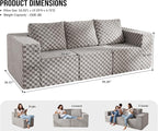 Modular Sectional Sofa 3-Seater Modular Couch with Deep Seat Memory Foam Cloud Chair with Pillows Oversized Sectional Sofa for Living Room Bedroom (Plush Grey, 3-Seater)