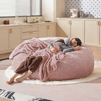 Bean Bag Chair 6Ft, Memory Foam Filled, Large Beanbag Chairs for Adults and Teens, Soft Sofa with Removable Flannel Cover, Round Couch for Living Room Bedroom College Dorm (Pink, 6FT-67×67"×24")