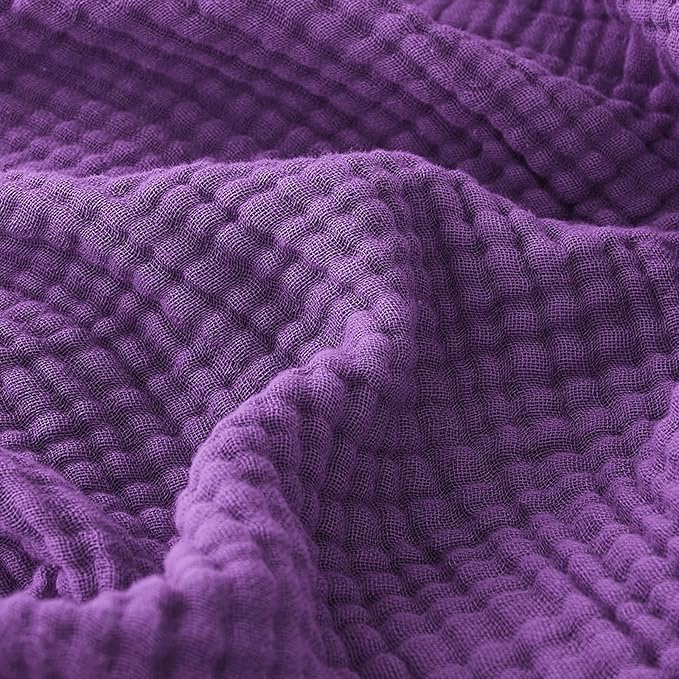 EMME Cotton Muslin Large Throw Blanket Couch Breathable Gauze Blanket Soft Lightweight Bed Blankets Adults (Purple, 50"x70")