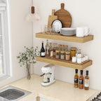 12 Inch Deep Floating Shelves | 30W x 12D Rustic Floating Shelves for Wall Set of 2 | Oak Shelves for Living Room Bathroom Laundry Room Bedroom Kitchen Home Office - Oak