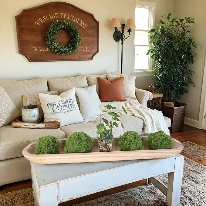 Athaliah Wooden Dough Bowl, 30 Inch Hand Carved Rustic Long Wood Dough Bowls for Decor, Vintage Decorative dough bowl for Table Centerpiece (30 Inch-Brown)