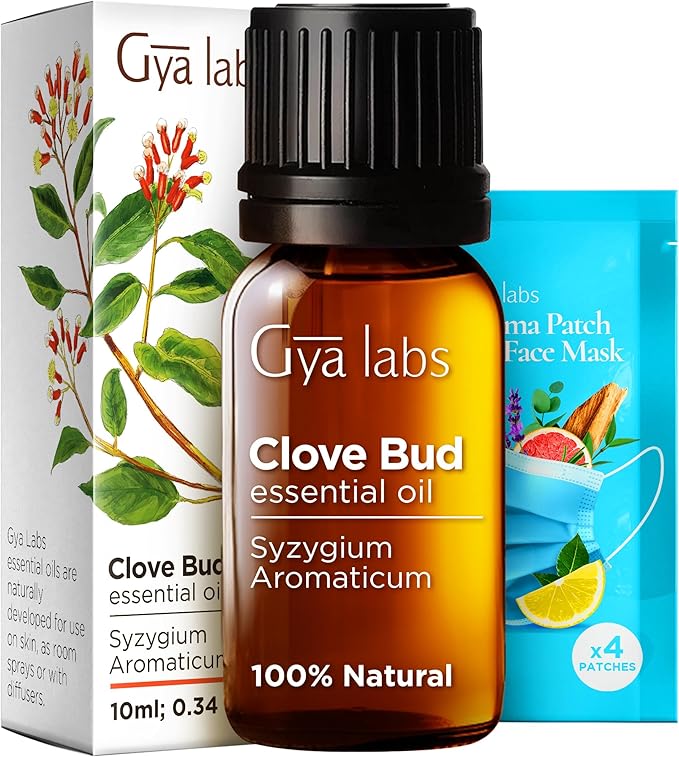 Gya Labs Clove Essential Oil for Teeth & Gums - 0.34 Fl Oz - 100% Pure Natural Clove Oil for Oral Care, Hair, Skin & Candle Making Scent