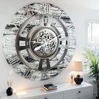 The Gears Clock Real Moving Gear Wall Clock England Line (Grey & White, 36 inches (90 cm))