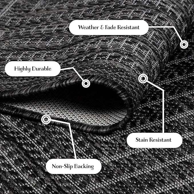 Adiva Rugs Outdoor Indoor Area Rug, Weather Resistant, Easy to Clean, Stain Resistant Floor Mat for Dining Room, Backyard, Deck, Patio (Pebble Weiss, 5' x 7')