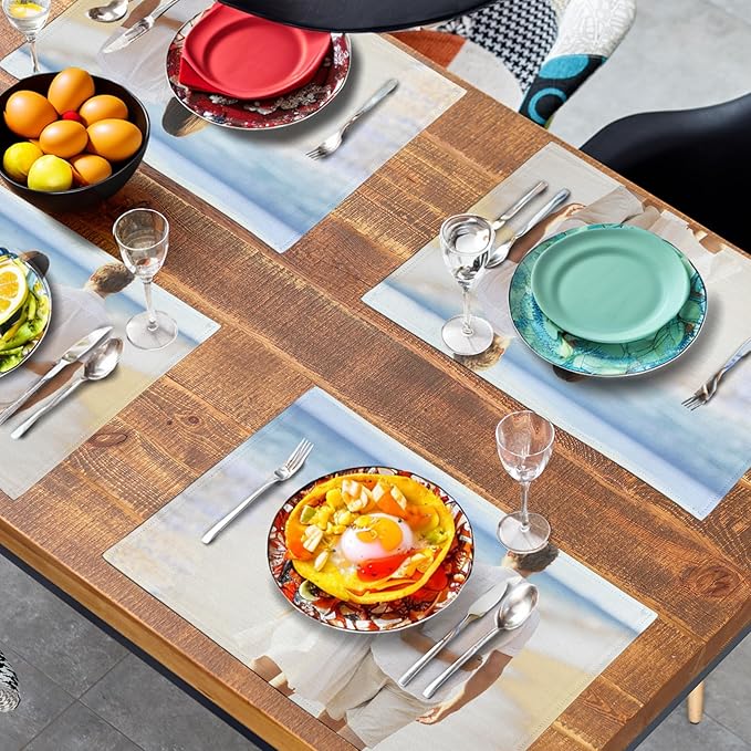 Custom Placemats with Picture Text Set of 4 Personalized Photo Place Mats for Dining Tables 12x18 Inch Customized Image Heat Resistant Non Slip Washable Linen Table Mat