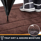 PURRUGS Dirt Trapping Door Mat 32" x 47", Non-Slip/Skid Machine Washable Entryway Rug, Dog Doormat, Super Absorbent Welcome Mat for Muddy Wet Shoes and Paws, Brown