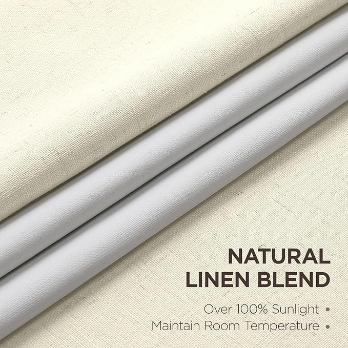 Joydeco 100% Blackout Pleated Curtains, Linen Window Curtains 2 Panel Sets 108 inches Long, Thermal Insulated Darkening Drapes for Bedroom(Linen,40'' Wx108'' L)