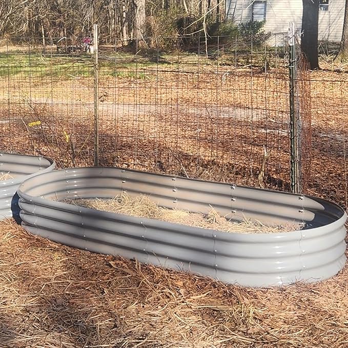 2 Pack 8x3x1FT Galvanized Raised Garden Bed Large Metal Planter Box Kit Elevated Raised Garden Planters for Outdoor Plants, Gray