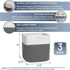 NaturalCozy Storage Cubes 11 Inch Cotton Rope Woven Baskets for Organizing, 3-Pack | Cube Storage Bin | Square Storage Baskets for Shelves Organizer, Classroom, Kids Toy Bins, Closet, Baby Nursery