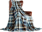 MERRYLIFE Throw Blanket Plaid Sherpa | Ultra-Plush Soft Colorful | Decorative Couch Travel Blanket | (50" 60", Greenland)