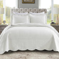 MarCielo 3-Piece 100% Cotton Oversized Bedspread Lightweight Quilt Coverlet Embroidery Farmhouse Bedding Set (TG Bright White, Oversized Queen (100"x106"))