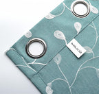 MIUCO Floral Embroidery Semi Sheers Curtain Faux Linen Grommet Window Curtains for Bedroom 52 x 95 Inch 2 Panels, Teal