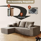 HYJT-H&K Modular Sectional Sofa Cloud Couch, 107" Comfy L Shaped Sectional Couches for Living Room, Deep Seat Memory Foam Plush Fluffy Corduroy Boneless Couch Sectionals Left Facing Sofa Chaise Brown