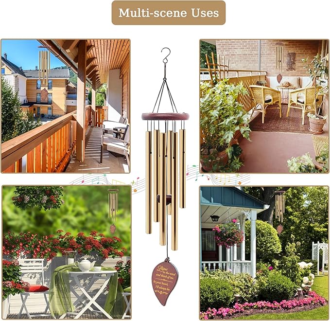 Wind Chimes for Outside, 30" Wooden Sympathy Wind Chimes Memorial Wind Chime for Loss of Loved One Mother Father, Sympathy Gift Home Decor Outdoor Garden Patio