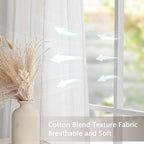 MYSKY HOME Natural Curtains for Living Room, Beige Semi Sheer Curtains & Drapes Light Filtering Farmhouse Country Boho Style Back Tab Draperies for Sliding Glass Door (Customsize, Natural)