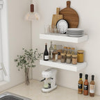 Deep Floating Shelves, 24''W x 12''D Floating Shelves White Set of 2, 12 Inch Deep Large Wood Shelves for Books Living Room Bathroom Laundry Room Bedroom Kitchen Home Office - White