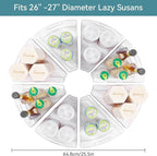 Oubonun Lazy Susan Organizers Set of 8, 10.2”x 9.4”x 4” Plastic Transparent Kitchen Cabinet Storage Bins with Handle, 4" Deep Container, 1/8 Wedge - Food Safe, without BPA