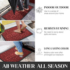 Yimobra Welcome Front Door Mat Outdoor, Heavy Duty Sturdy Non Slip Doormats, Rubber Backing, Low-Profile Entrance Rugs, Absorbent Resist Dirt, Easy Clean Patio Garage Floor Mats, 60X36 Inch, Wine Red