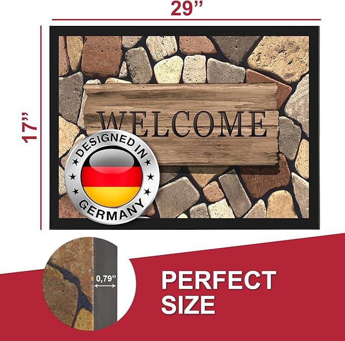 Floor Mat - for Indoor and Outdoor Use - Doormat - Non-Slip - Front Door Shoe Scraper - Size: 17x29