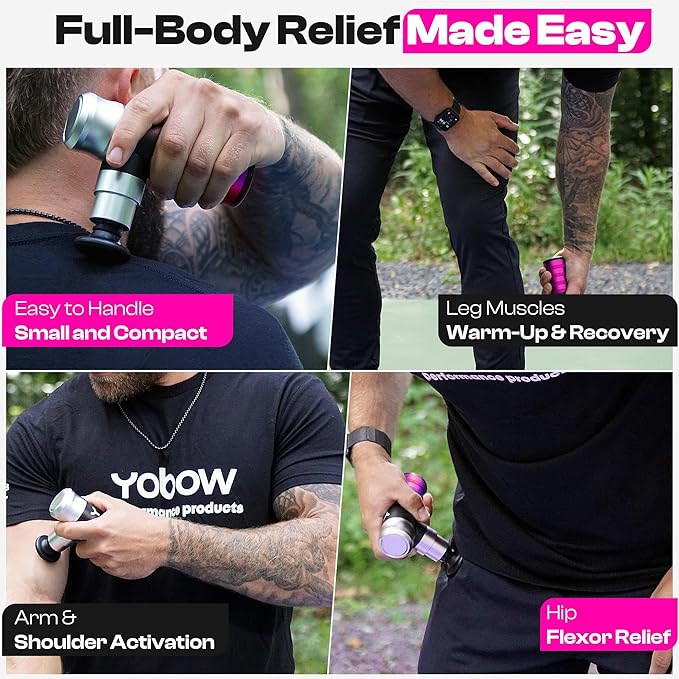 The Therapeutic Mini Massage Pistol with Portable Carrying Case, 4 Massage Speeds, 6 Colors | Fast USB Type C Charging | Massage Tool for Pain Relief | Stylish and Powerful Massage Gun