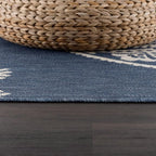 CAMILSON Outdoor Rug 10x14 Modern Area Rugs for Large Indoor and Outdoor Patios and Porches - Waterproof Washable Non-Shedding Easy-to-Clean Outside Carpet (10 x 14, Medallion - Blue/White)
