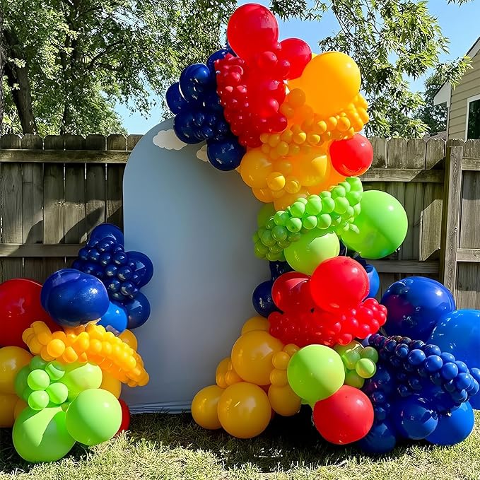 Red Blue Green Yellow Balloons 12 Inch Assorted Rainbow Latex Balloons Primary Color Red Blue Yellow Green Polka Dot Colorful Balloon for Kids Birthday Baby Shower Carnival Circus Party Decor