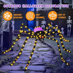 5.5FT Giant Spider Halloween Decorations with 100 LED, Plug-in Pre-Lit Light Up Scary Spider Halloween Decorations, Large Spider Decorations for Outdoor, Yard, Lawn, Exterior Walls