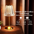 Liliful 2 Pcs LED Portable Cordless Table Lamp Touch Battery Operated Rechargeable Desk Lamp 3 Color Dimmable for Bedroom Living Room Dining (Classic Style,Gold)