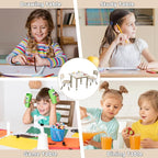 Kids Table and 2 Chairs Set, Height Adjustable (17.7"-26.1") Toddler Table and Chair Set, Multi-Activity Table with Graffiti Desktop, Children’s Table and Chairs for Classroom, Home & Daycare