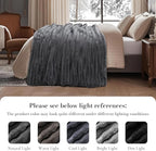 Amélie Home Faux Fur Throw Blanket for Couch, Ultra Cozy Fuzzy Fluffy Fur Luxurious Soft Striped Plush Gift Blankets for Family Sofa Chair Bed Living Room Bedroom, 55"x70", Ionic Wolf Gray