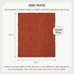 Carriediosa Chunky Knit Throw Blanket 50" X 60", 100% Hand Made Large Chenille Loop Yarn Soft Fluffy Throws for Couch Sofa Bed, Big Crochet Cozy Heavy Thick Cable Woven Blankets, Rust