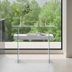 ivinta Glass Entry Table with Storage, 39.4" Modern Console Table for Living Room, Foyer, Hallway, Bedroom 5101 (White)