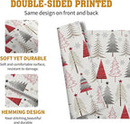 Christmas Tree Placemats Set of 4 Geometric Colorful Xmas Place Mats 12x18 Inch Seasonal Winter Holiday Farmhouse Washable Linen Table Mat for Party Kitchen Dining Decoration