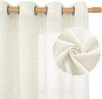 LAMIT Light Filtering Sheer Linen Curtains 84 inches Long, Linen Textured Semi Sheer Bronze Grommet Natural Boho Drapes for Living Room/Farmhouse/Bedroom, 2 Panels, Cream, 60 x 84 Inch