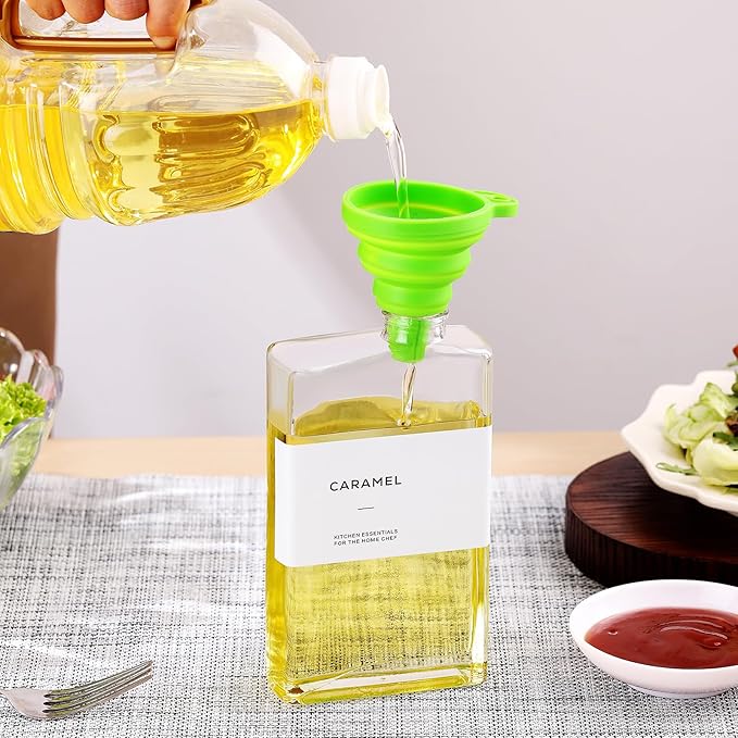 Olive Oil Dispenser Bottle for Kitchen, 3 Pack Glass Oil and Vinegar Dispenser Set, Elegant Book Design, Durable, Leak-Proof, Easy-Pour Spouts, Perfect for Kitchen, Dining Table (12oz)