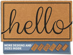 Barnyard Designs Natural Coco Coir Heavy Duty Backing Doormat - Large Cute Non-Slip Front Door Welcome Mat for Outside Entrance or Porch Entry, Brown (17x30, Hello)