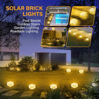 Solar Brick Lights - Outdoor Waterproof Patio & Garden Decor (3 Packs) for Patio, Yard, Walkway, Pathway