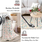Wonnitar Machine Washable 5x7 Nursery Rug, Pink Rugs for Bedroom Girls, Boho Soft Floral Carpet Non Slip, Indoor Ultra-Thin Floor Carpet for Kid Room Living Room Dorm