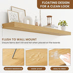 fuqing Floating Shelves for Wall, Bathroom Shelf Wall Mounted for Storage, Shelves with Invisible Bracket for Bedroom, Kitchen, Living Room, Farmhouse Small Book Shelf, 48 Inch Set of 2, Oak
