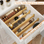 BAMEOS Drawer Divider,Expandable Bamboo Separators Adjustable Utensil Knife Fork Tool Kitchen Organizer, Clothes Fabric Drawer Organizer In Bathroom Bedroom Office, Cabinet Dresser Organizer 4-pack